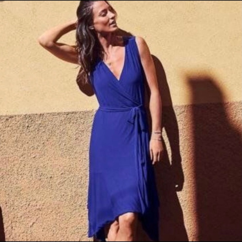 Athleta Windward Cobalt Blue Wrap Midi Dress